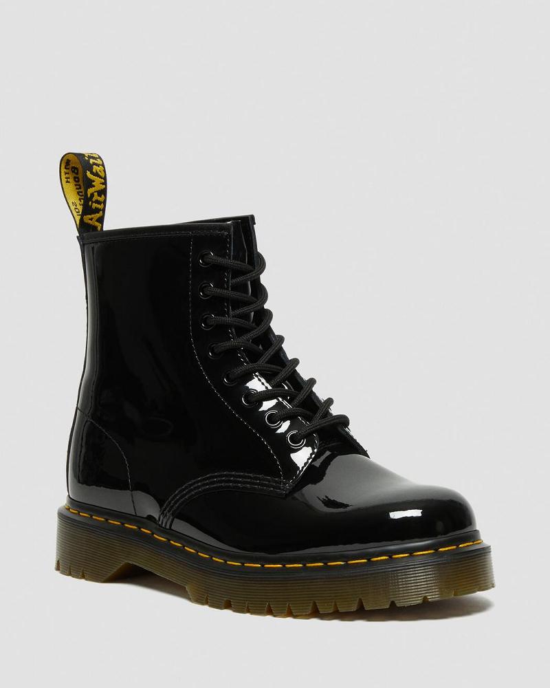 Men\'s Dr Martens 1460 Bex Patent Leather Lace Up Boots Black | AU 502TCE